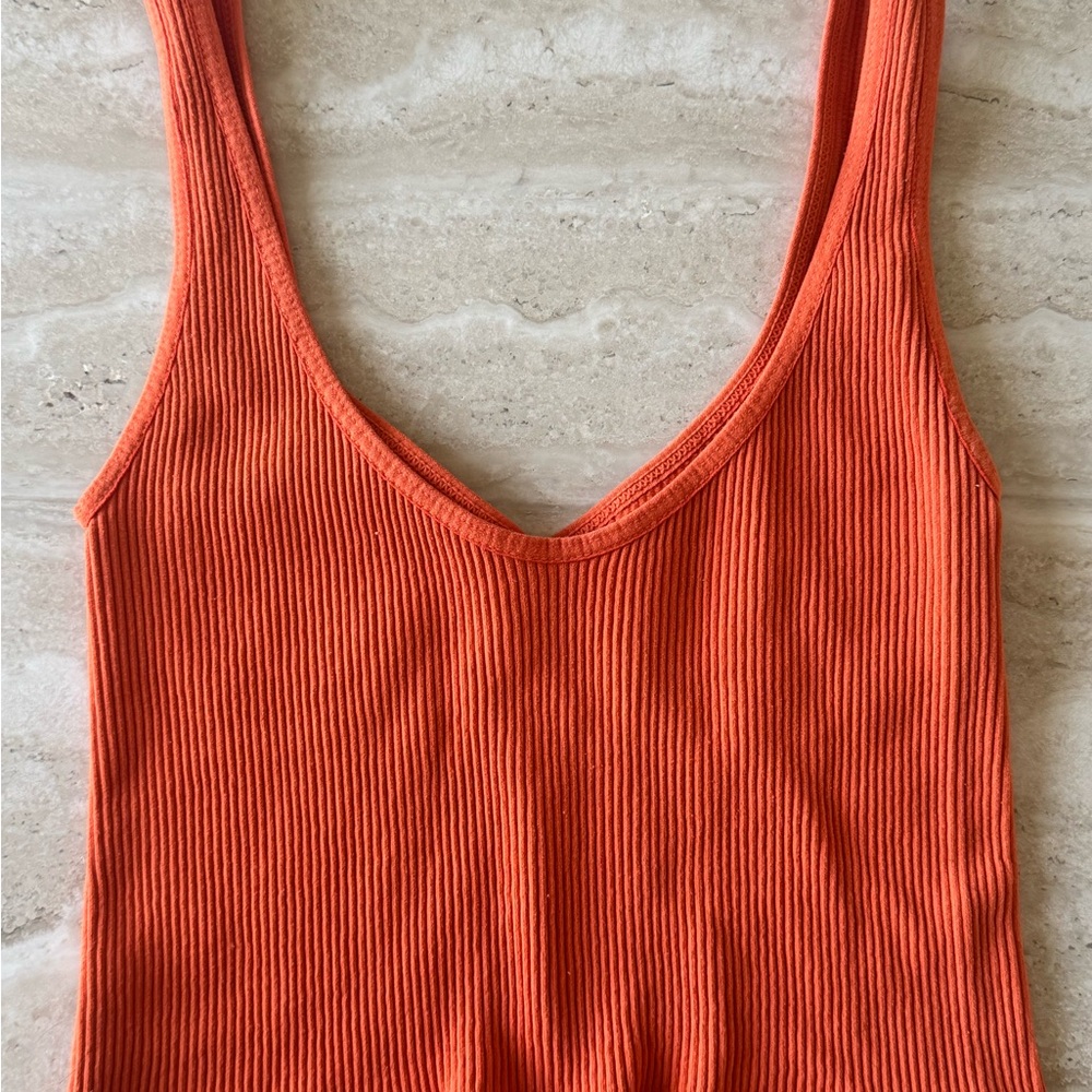 Free People Orange Ribbed Crop Top - Picture 2 of 3